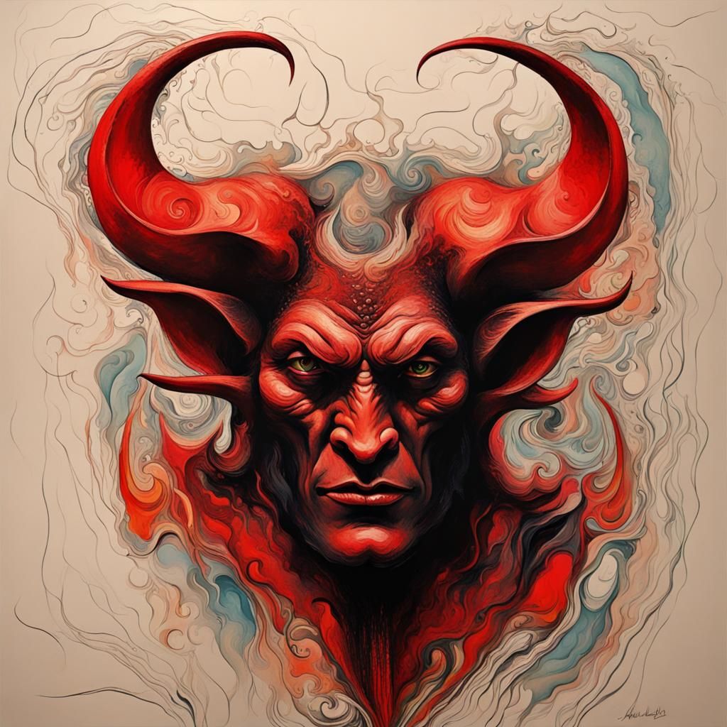 Abstract Devil in Complementary Colors