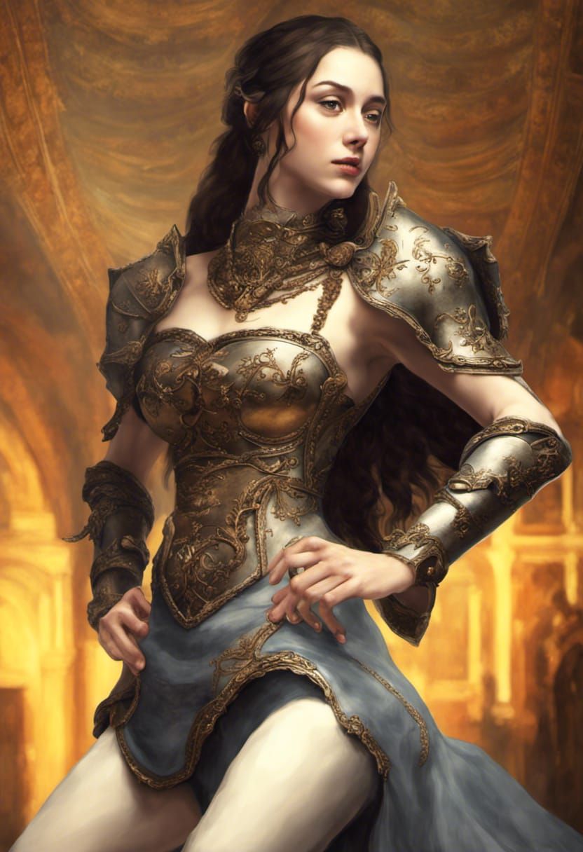 Medieval female, dressed in military clothing.