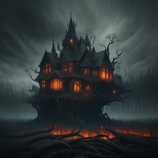 Surreal Village Island in the Sky, Gothic Horror