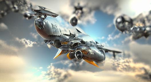 Futuristic Warplanes in Sci-Fi Battle