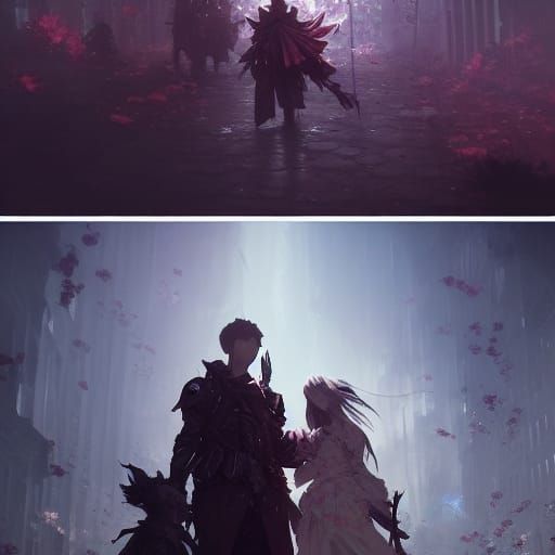 Flower Girls and Anime Boys in Dark Fantasy Style