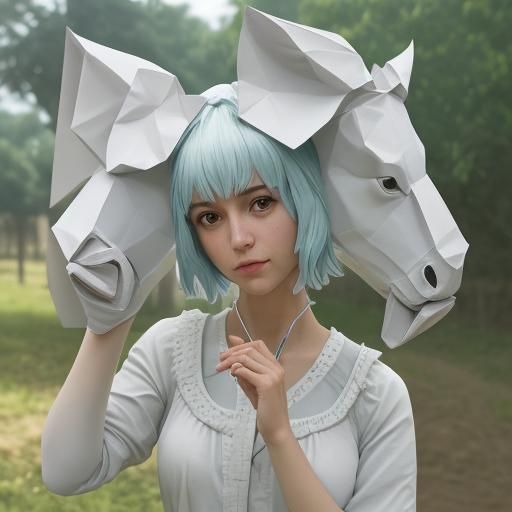 Vibrant Origami Farm Scene with Grazing Animals