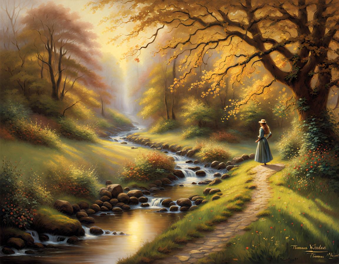Ireland Hazel Woods in Kinkade Style