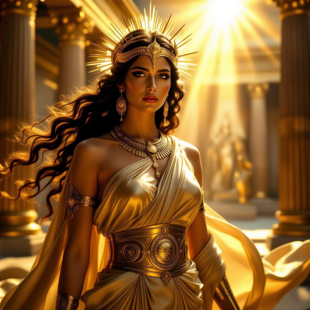 Ancient Goddess of Beauty and War in Temple