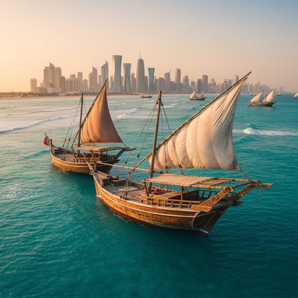 Qatari Dhows at Sunset: A Drone's Eye View