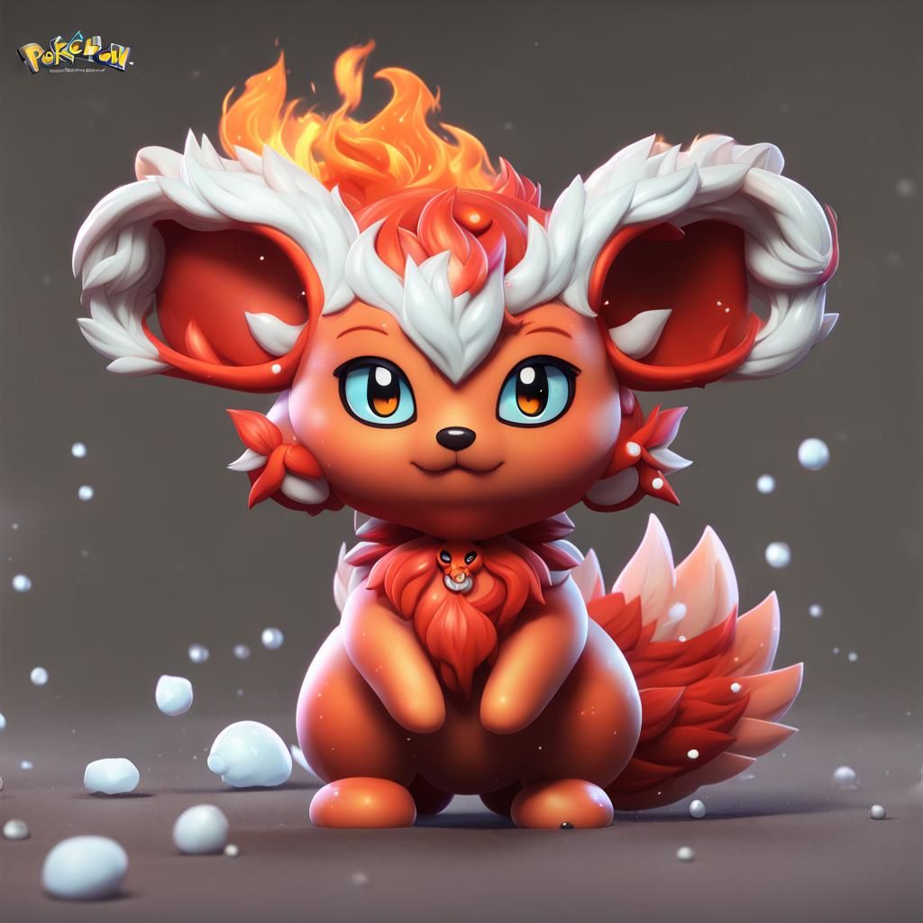 Chibi Girl Vulpix Hybrid in Winter, 3D Render