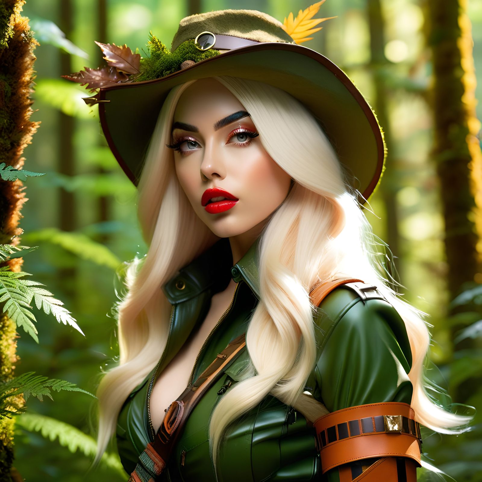 Beautiful Woodland Hunter Pin-Up Portrait