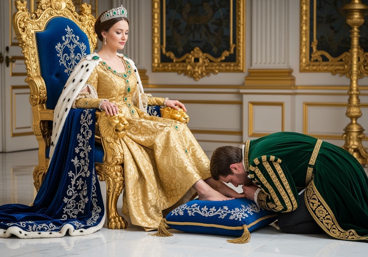 French Empress on Gold Throne in Royal Palace