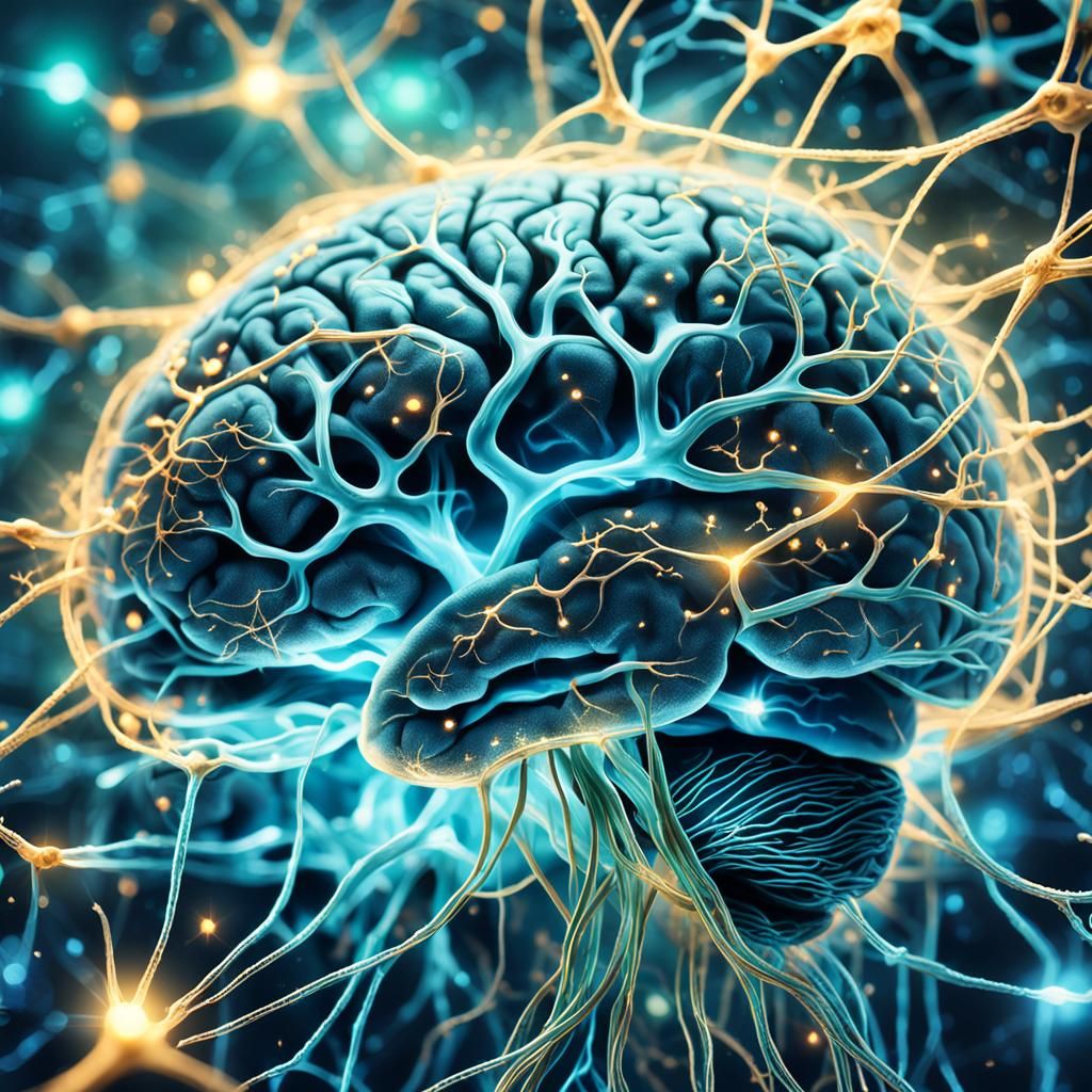 Bioluminescent Brain Concept Art in Abstract Expressionism