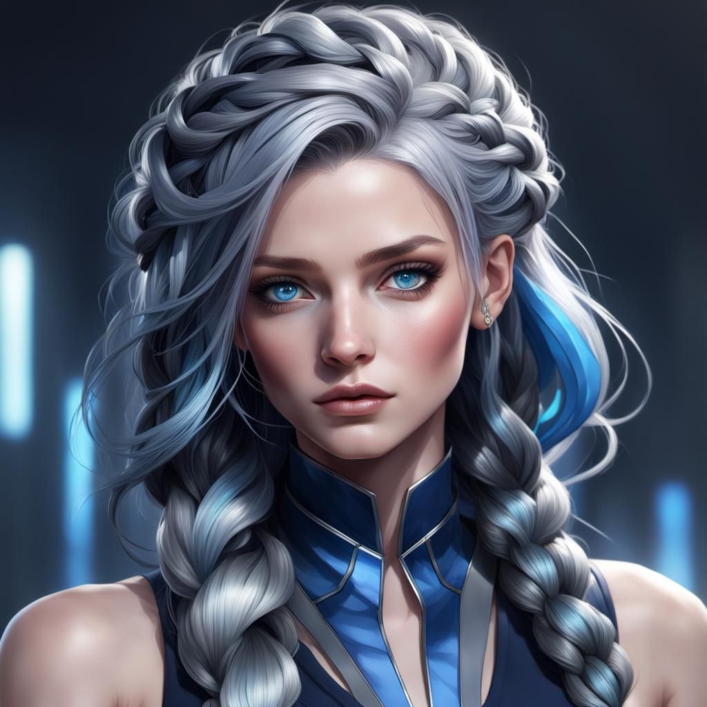 Blue-Eyed Girl Portrait in Hyperdetailed Style
