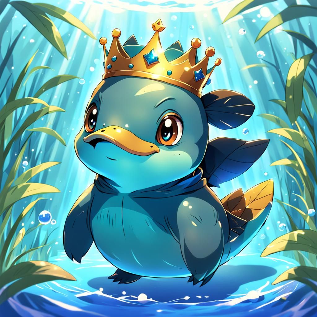 Cute Platypus King in Anime Style