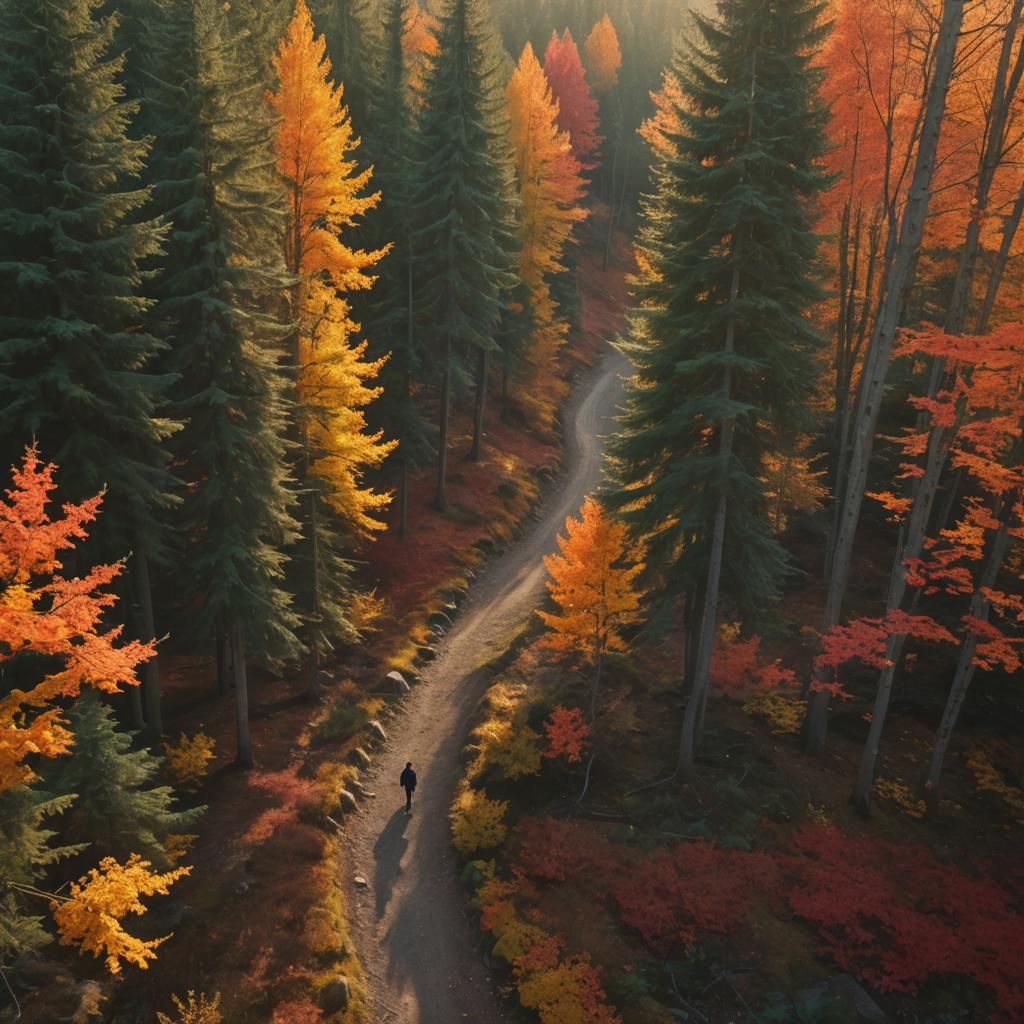 Autumn Forest Path in Golden Light