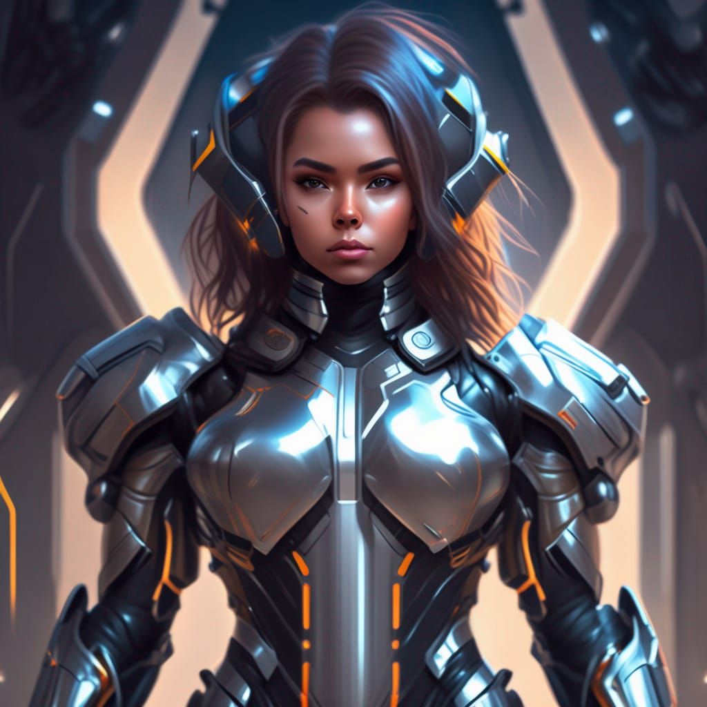 Girl in Futuristic Powered Armor Concept Art