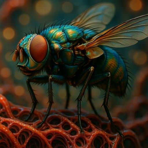 Hyper-Realistic Fly in Airbrush Style