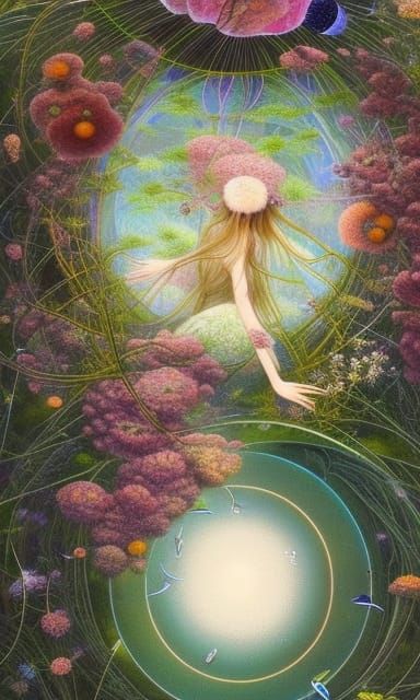 Surreal Stargazing Platform with Rotating Sphere, Digital Ar...