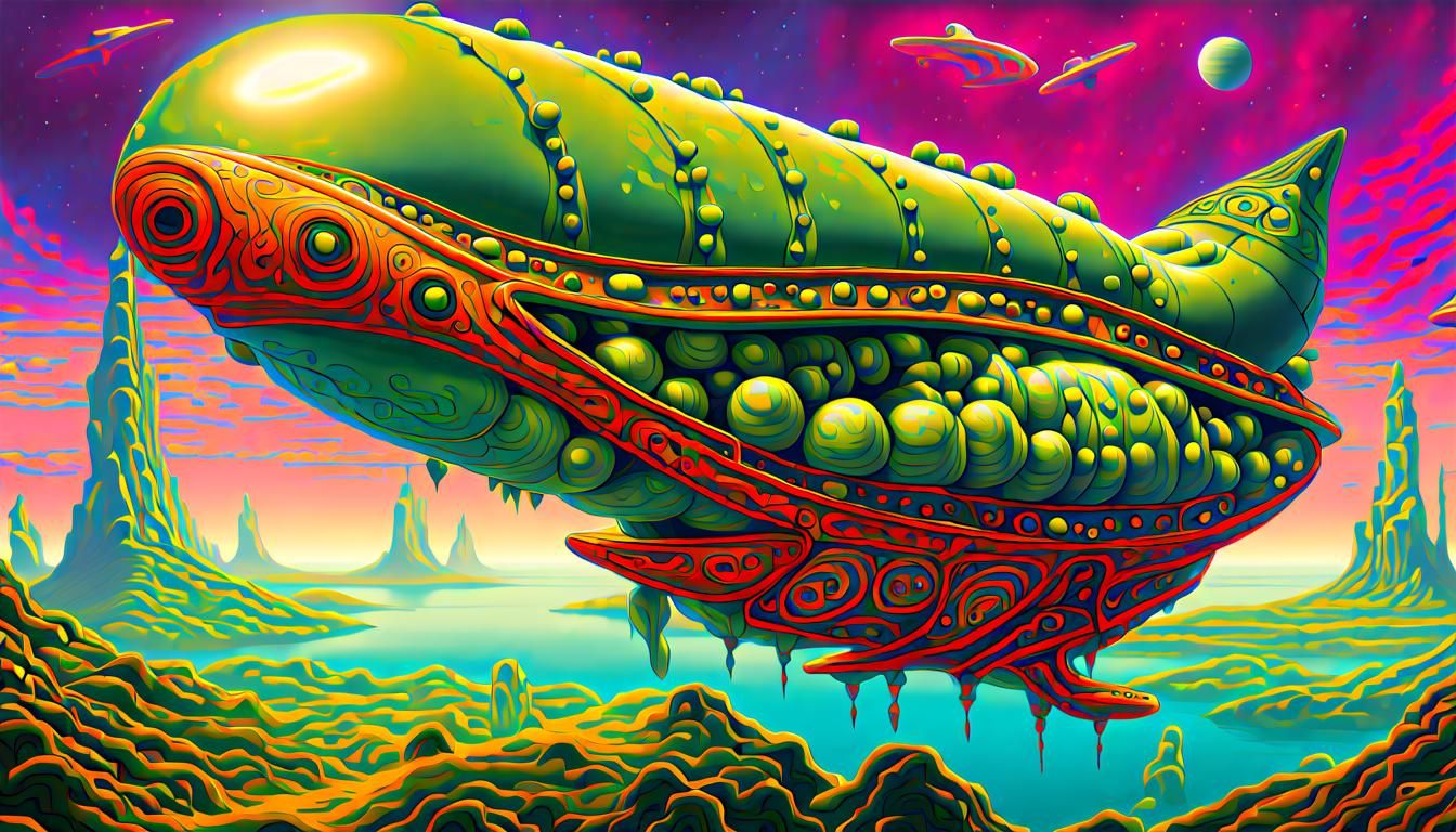 Surreal Pea Pod Spaceship by Roger Dean in Digital Art