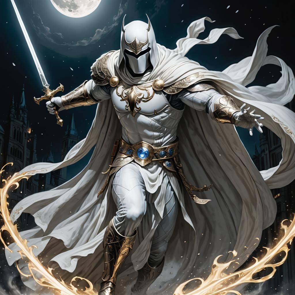 Moon Knight Wielding Blade in Ethereal Light