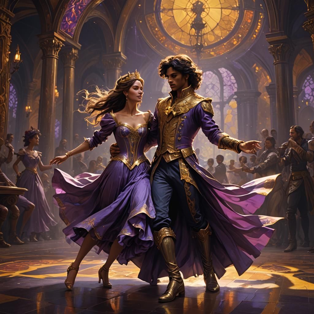 Fantasy Prince and Princess Dance: Detailed 8K Art