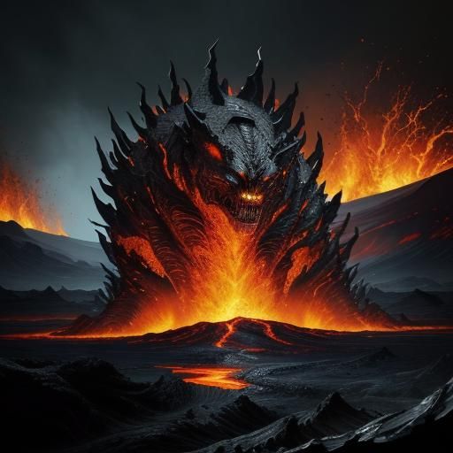 Magma Behemoth: Dark Fantasy Matte Painting
