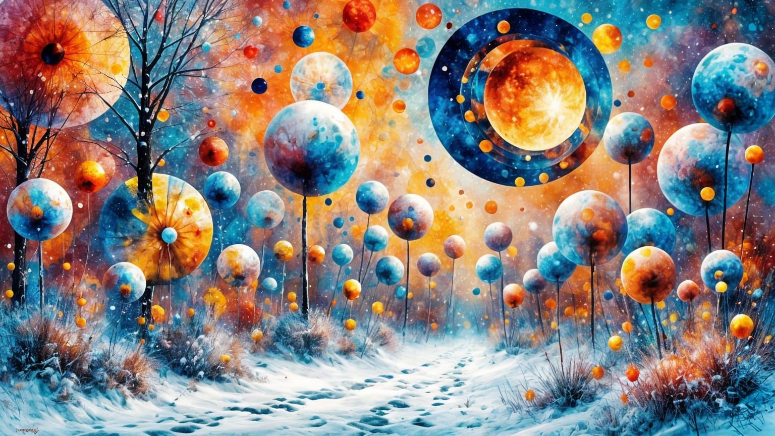 Kaleidoscopic Blizzard: A Takashi Murakami Inspired Meadow