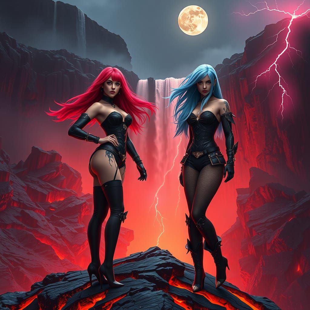 Volcanic Victory: Futuristic Armor-clad Warriors