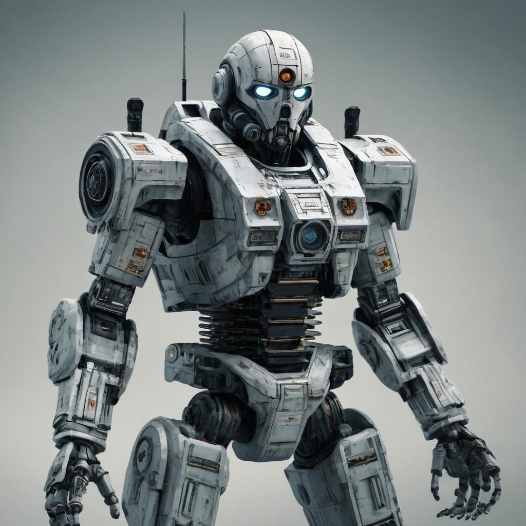 Портрет маленького жизнерадостного антропоморфного робота-ли...