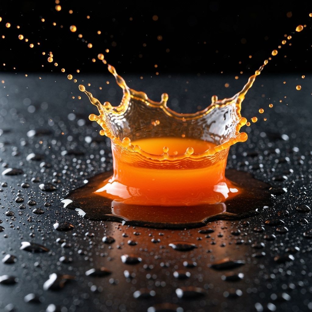 Vibrant Orange Liquid Splash in Photorealistic Style