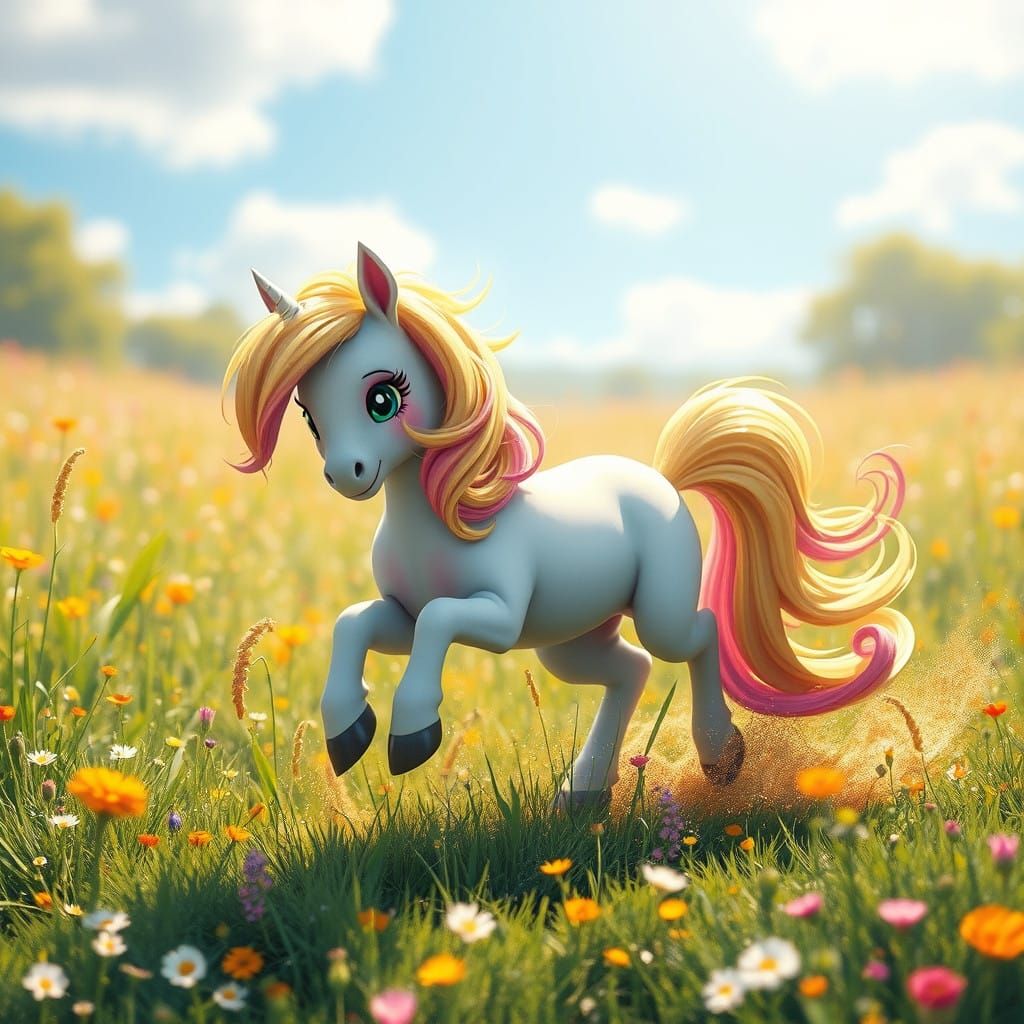 Little Pony running around playing