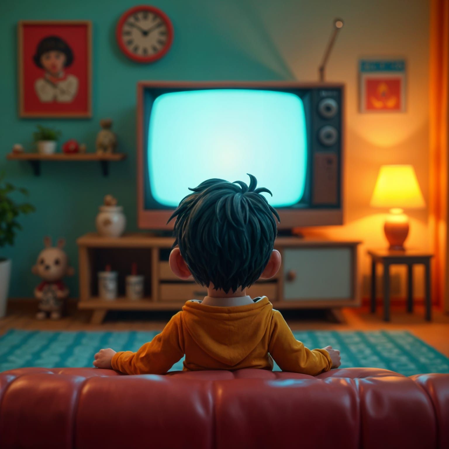 Claymation Scene on Retro TV