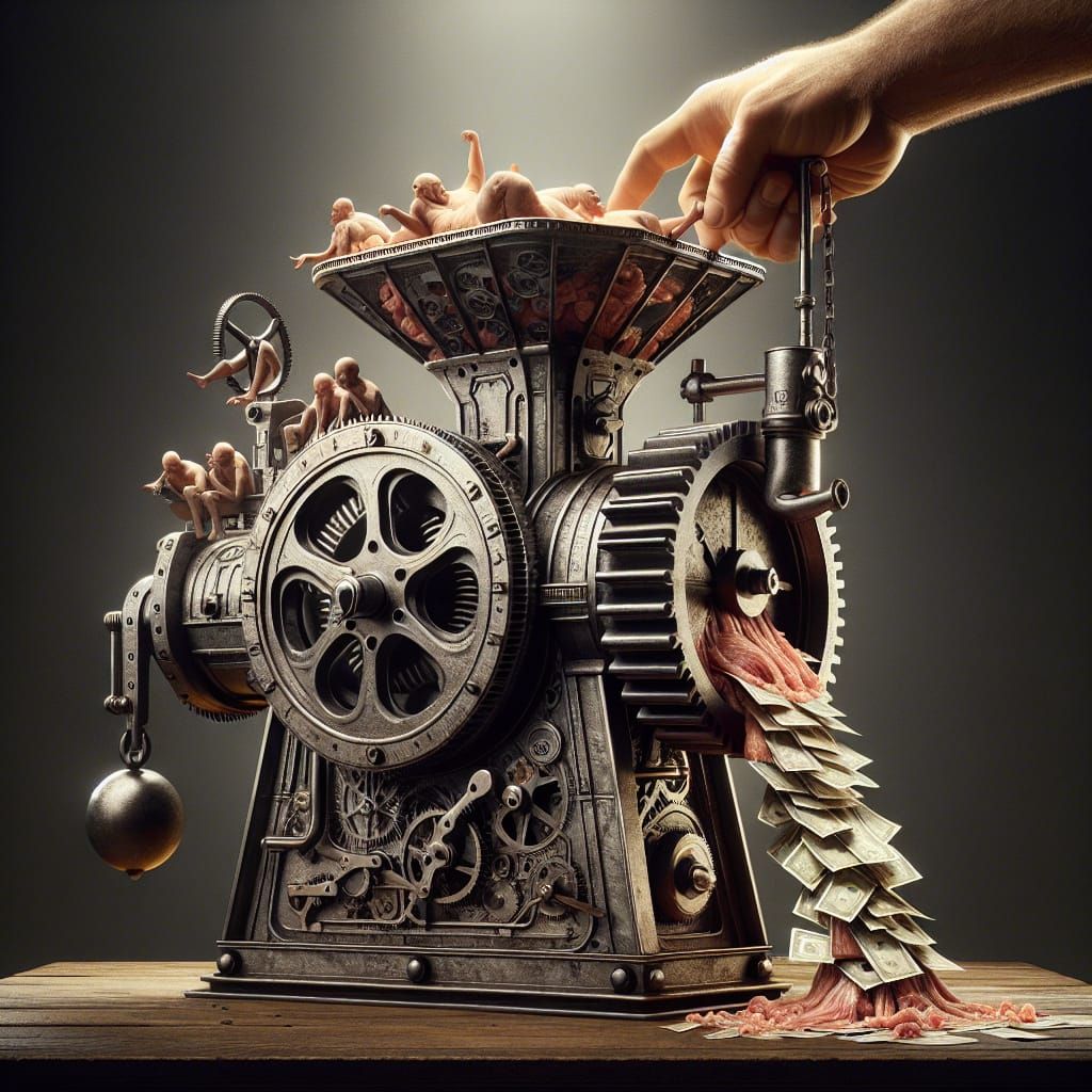 Steampunk Meat Grinder Generates Money