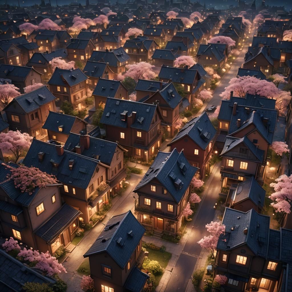 Sparrows Fly Over Rooftops in Fantasy Concept Art