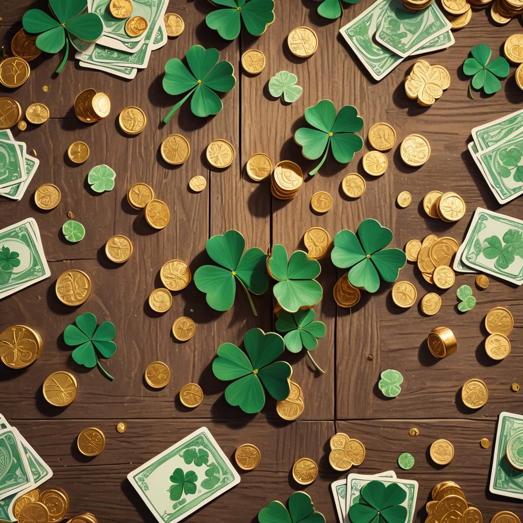 Smiling Four-Leaf Clover Digital Art Illustration