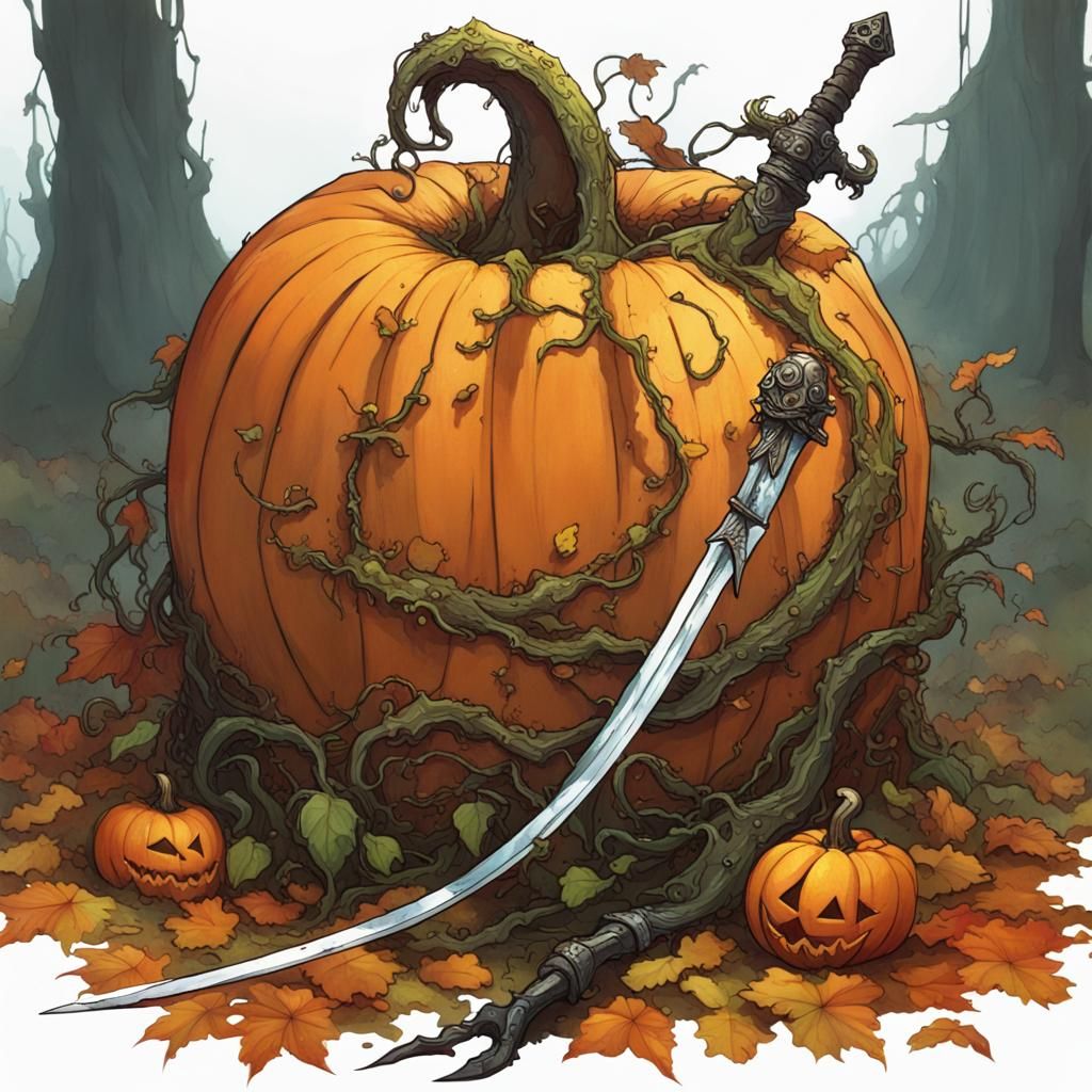 Dungeon Punk Sword Piercing Rotting Pumpkin