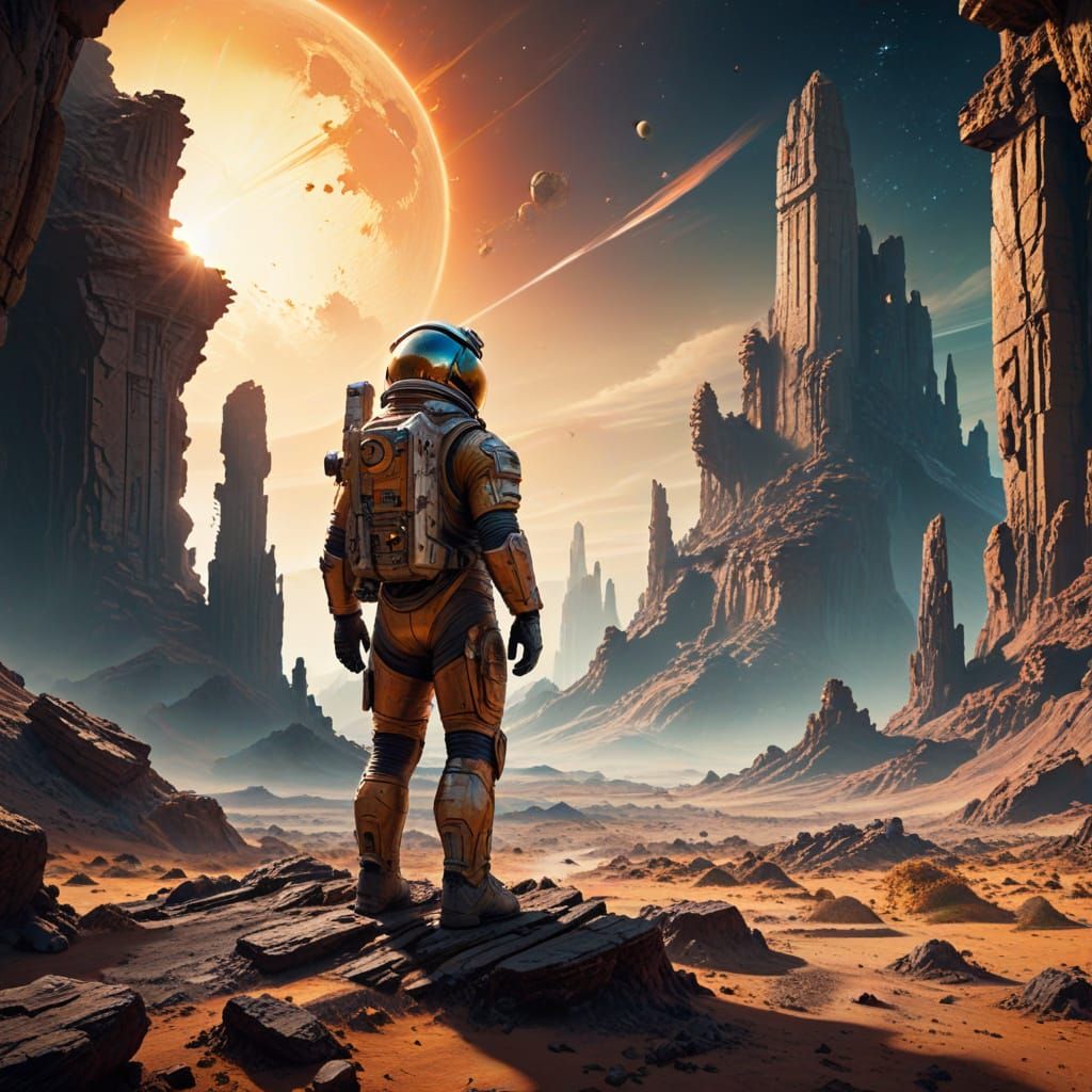 Ethereal Space Odyssey in Vibrant, Hyper-Realistic Digital A...