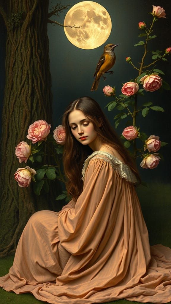 Christina Rosetti in Moonlit Cypress Glade