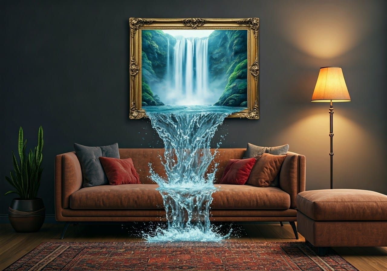 Ethereal Dreamscapes: Waterfall Meets Reality