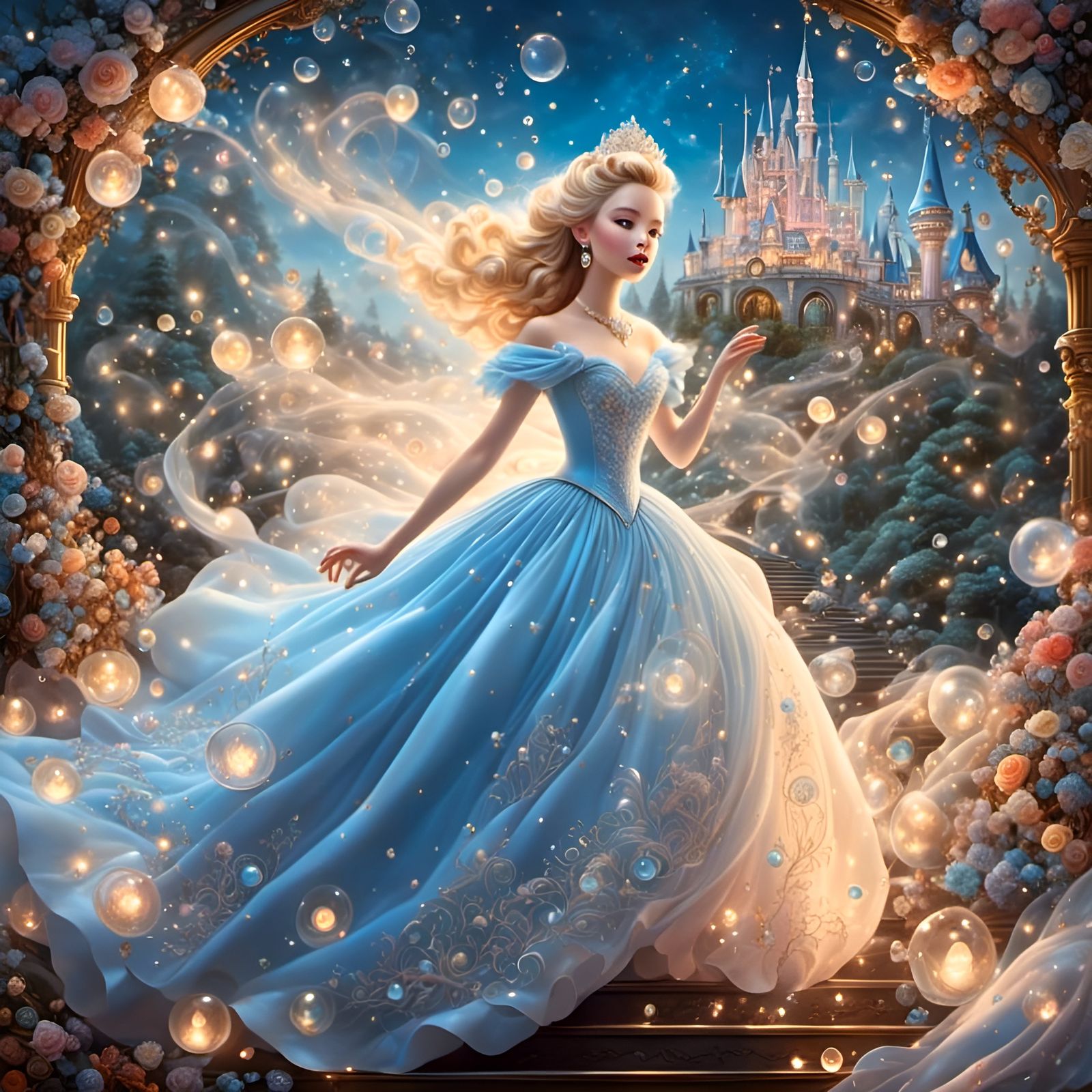 Cinderella's Magical Surprise in Hyperreal Style