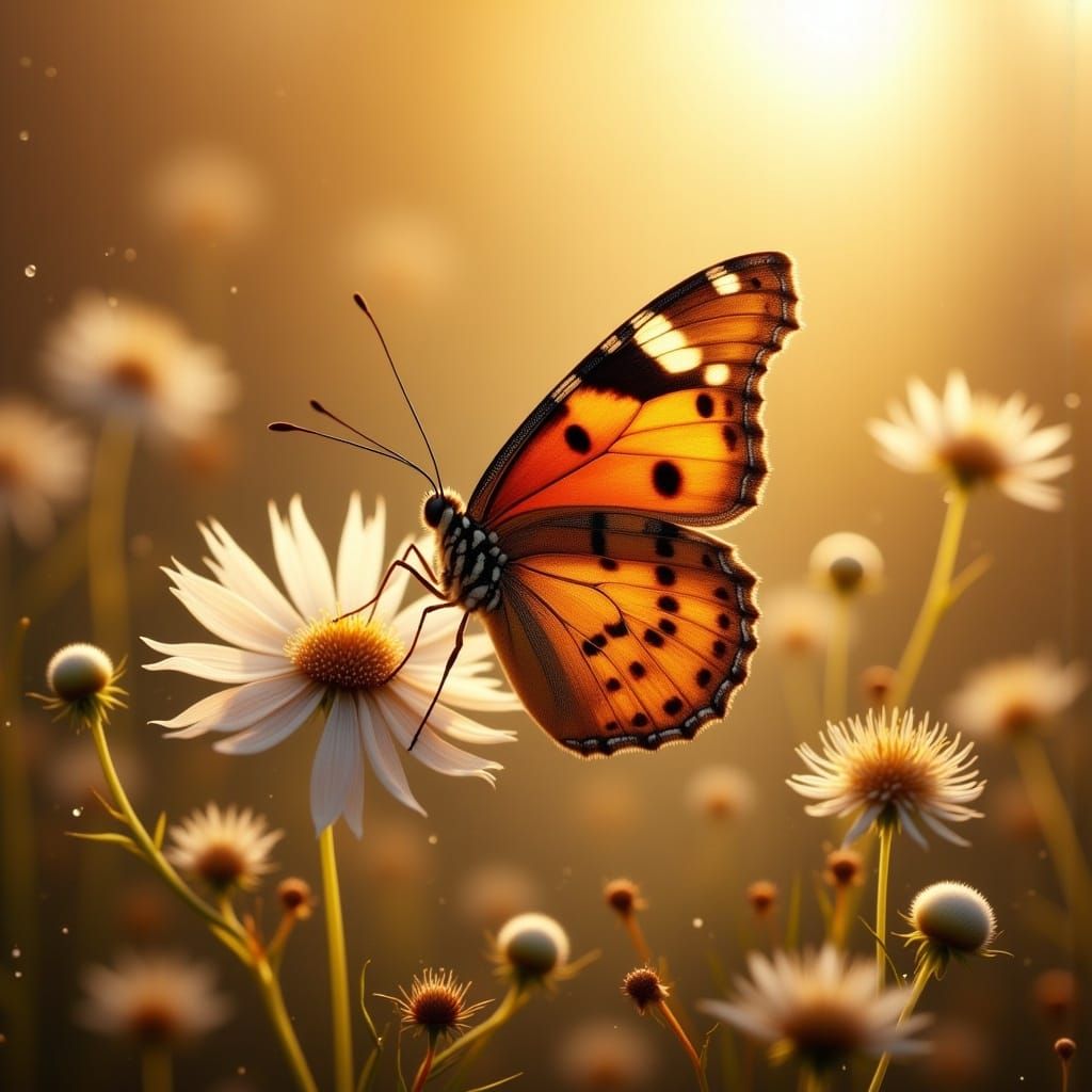 Autumn Butterfly in Oil Painting Style