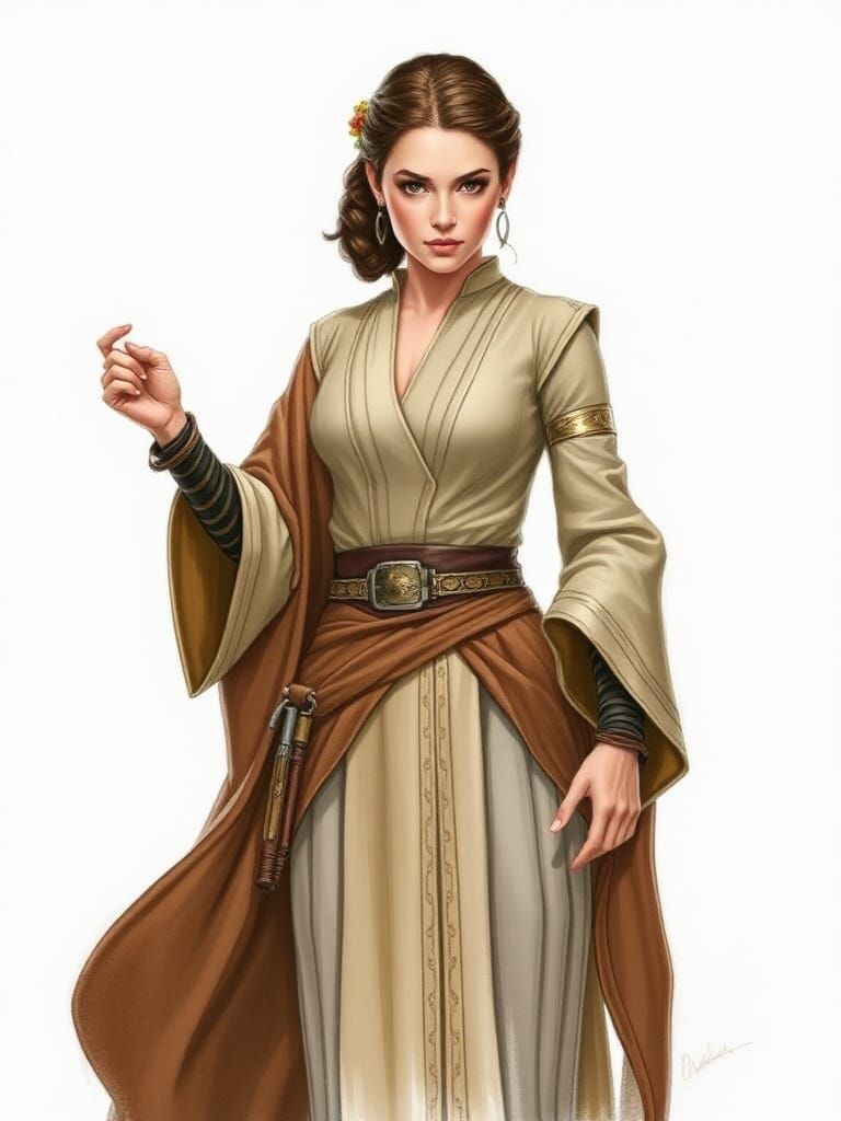 Leia Organa Full Body Colored Drawing