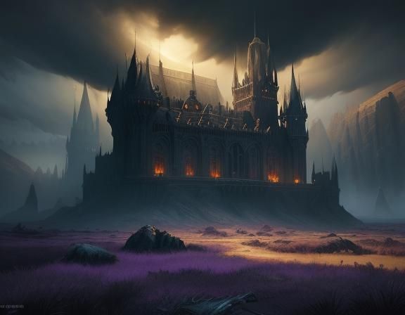 Armenian Flag in Dark Fantasy Landscape