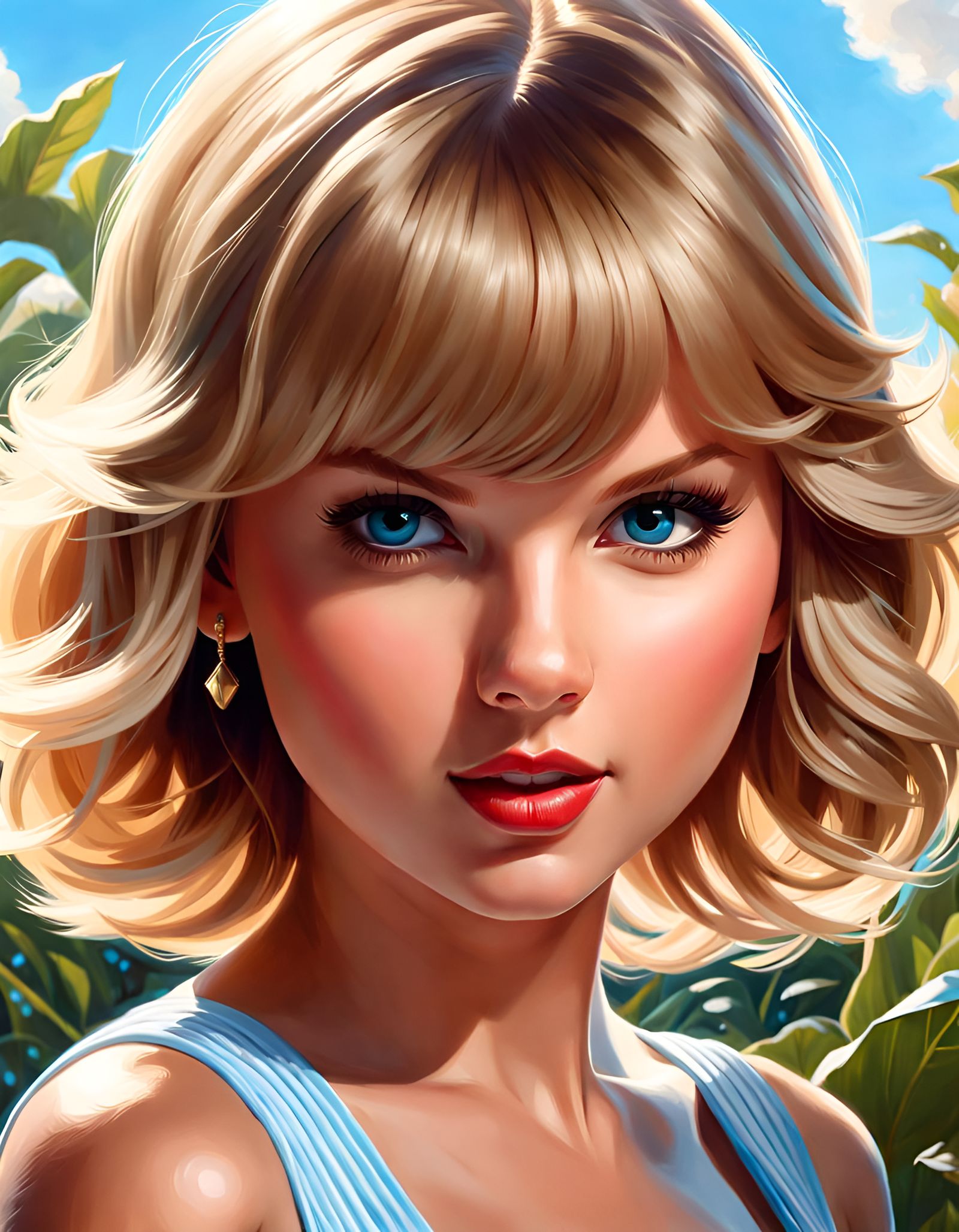 Hyperrealistic Baby Taylor Swift on Sunny Day