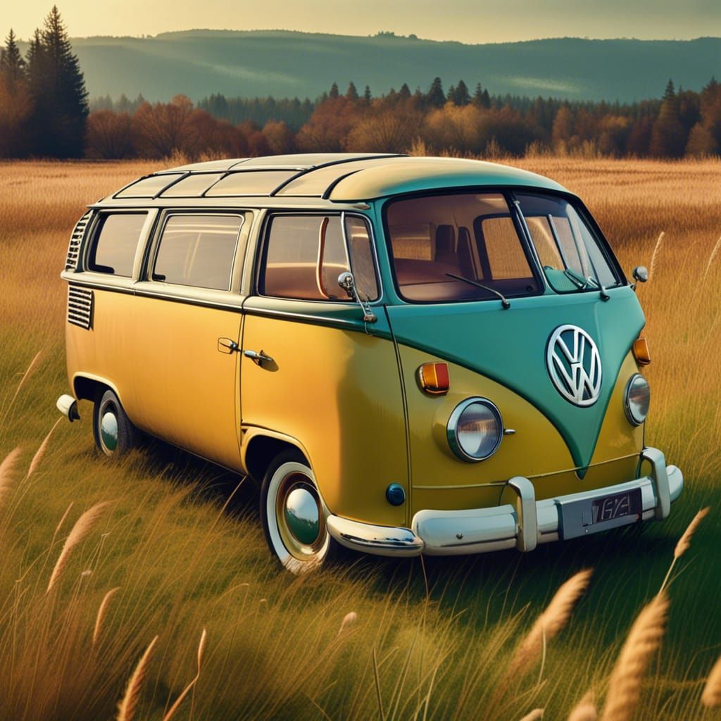 Classic VW Beetle in a Meadow