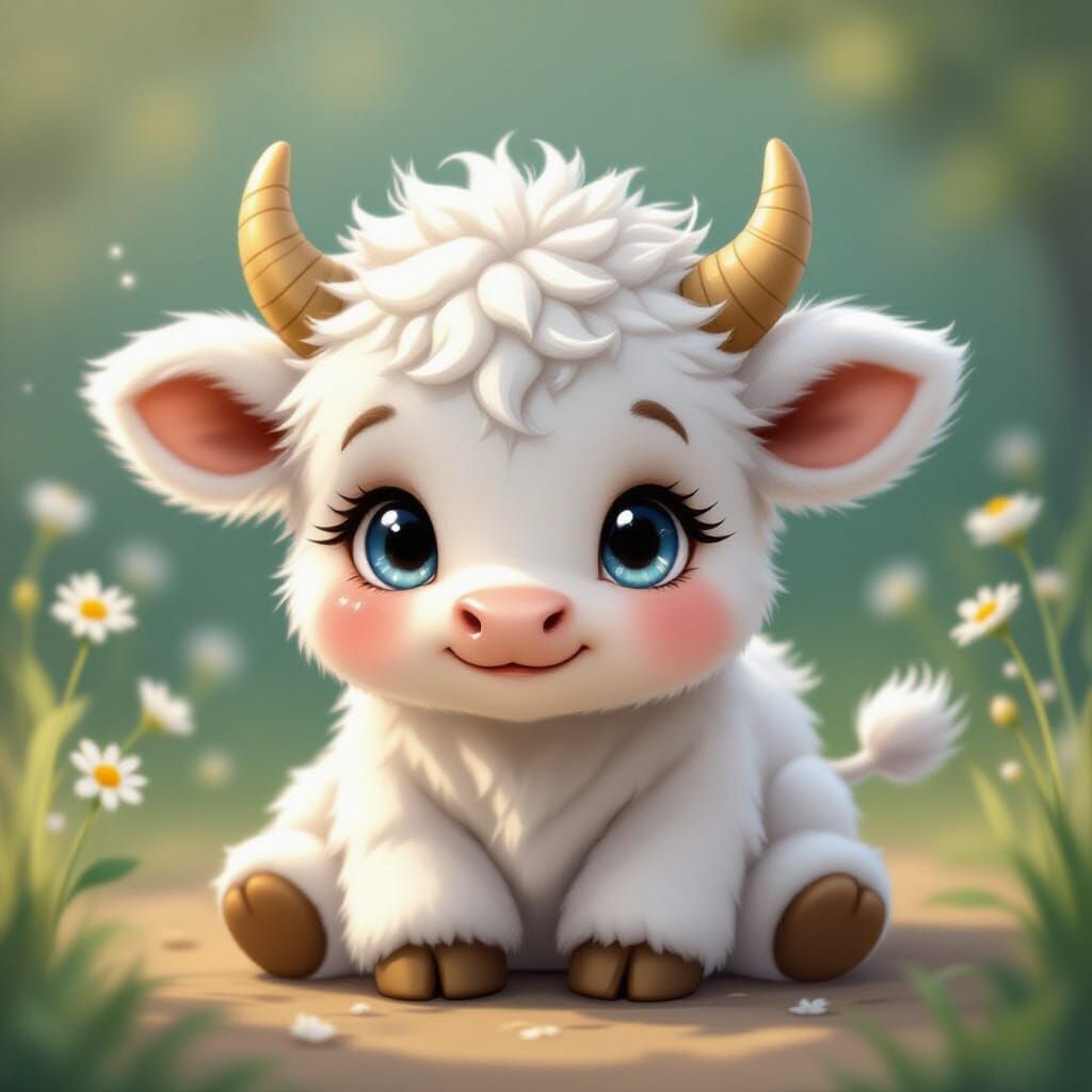 Adorable Chibi Cow as Digital Art