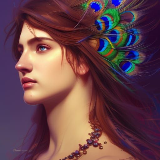 Detailed Peacock Feathers in Hyperdetailed Style