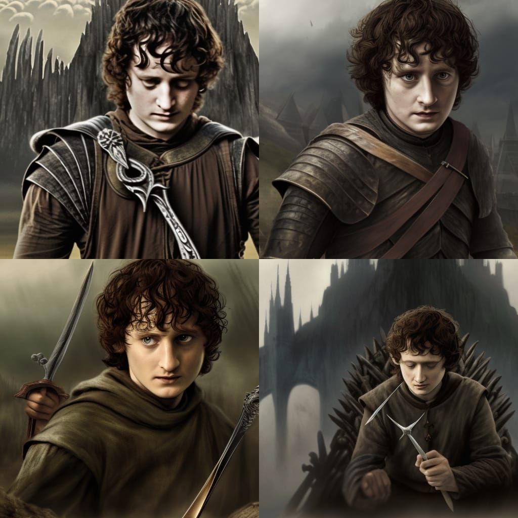Frodo on Iron Throne with Dragon, Matte Painting