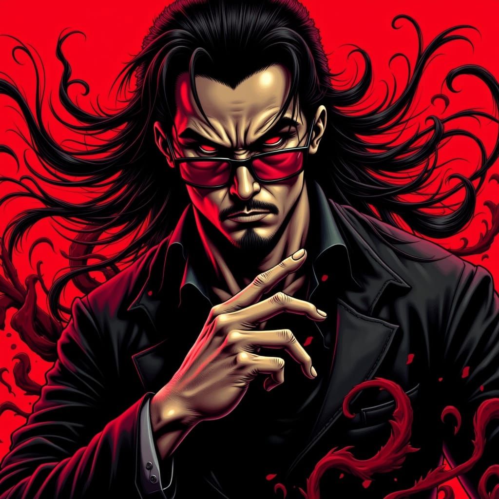 Bishounen Yakuza Portrait with Dramatic Lighting