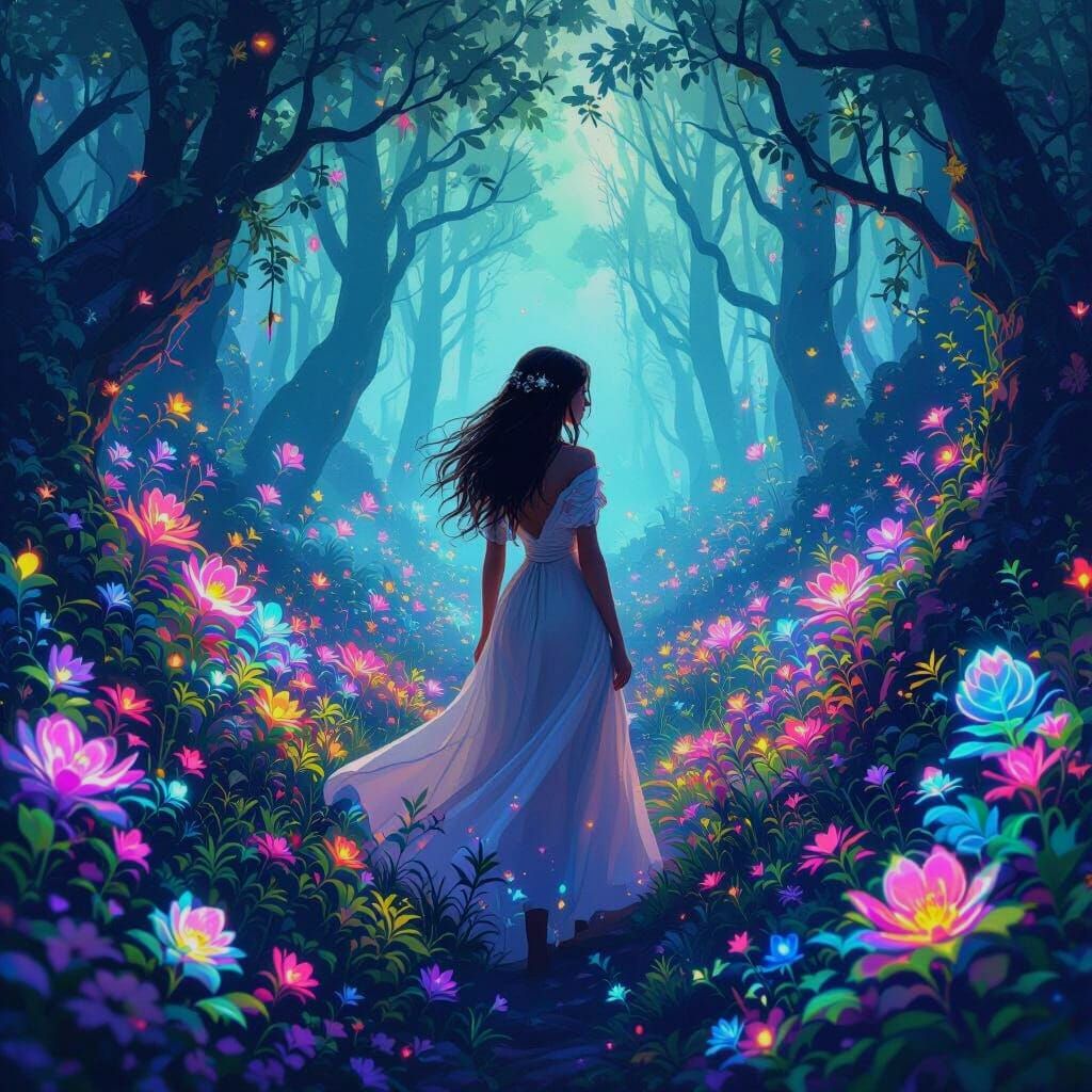 Enchanted Forest: A Bioluminescent Fantasy Landscape
