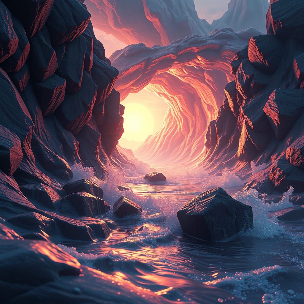 Ethereal River of Time in a Fantasy Realm