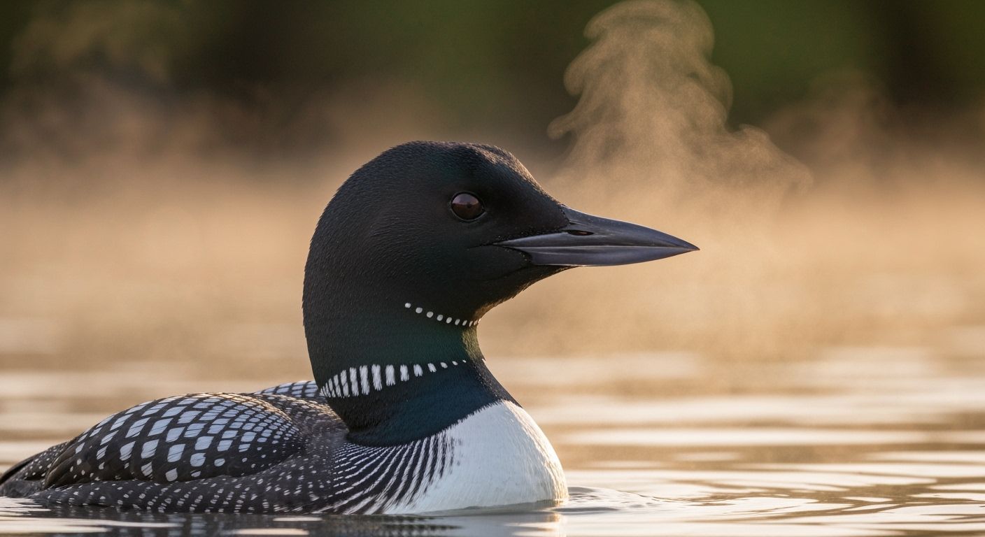 Common Loon Portrait in Golden Hour Sunlight