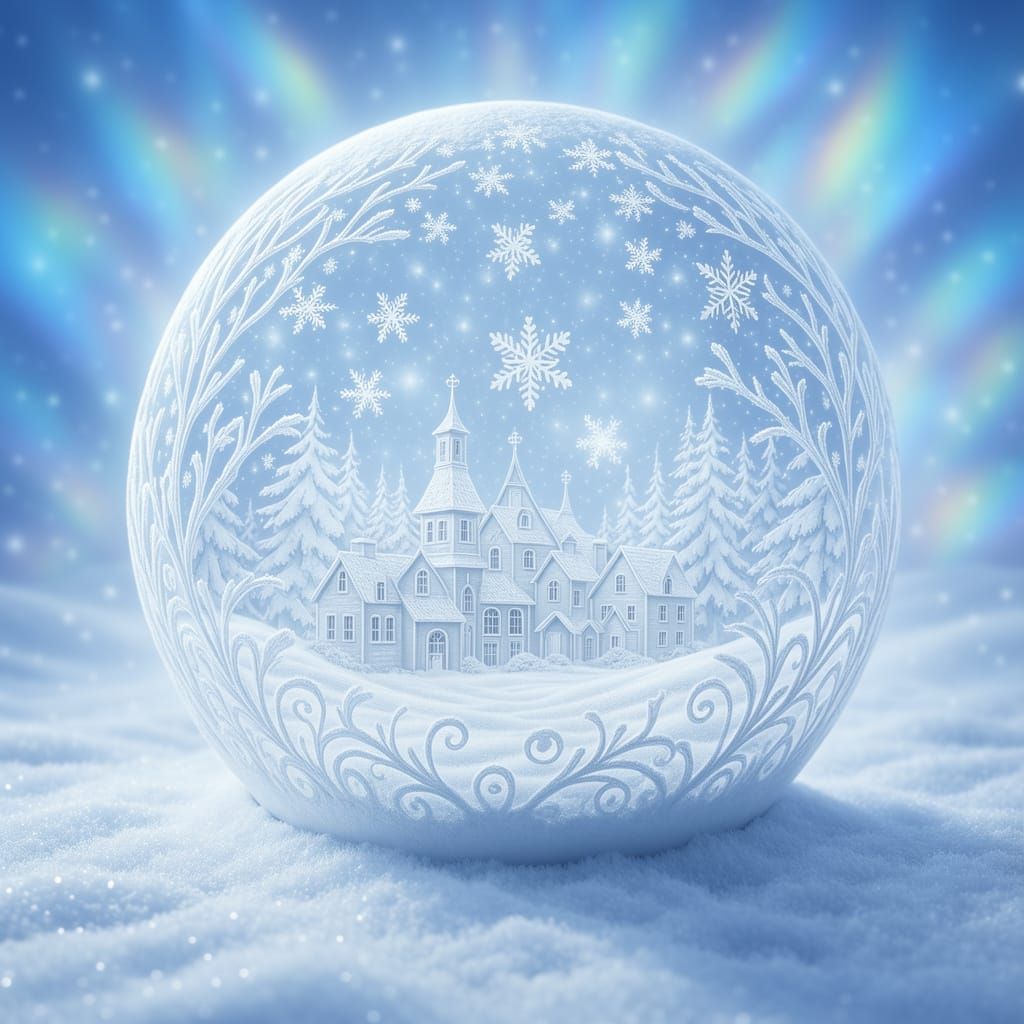 Magical Christmas Snow Globe Scene